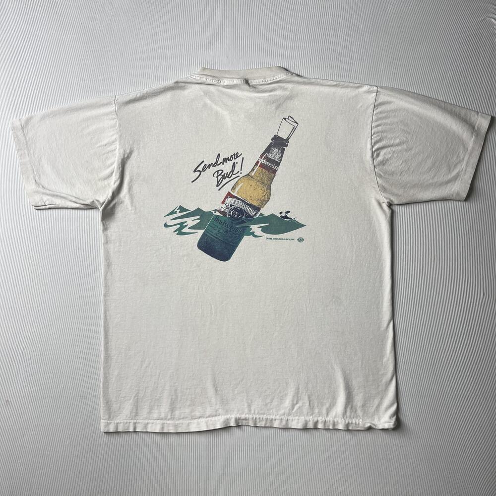 Vintage Sugar Creek Shirt Mens 2XL White Budweiser Stranded Graphic Tee 80s